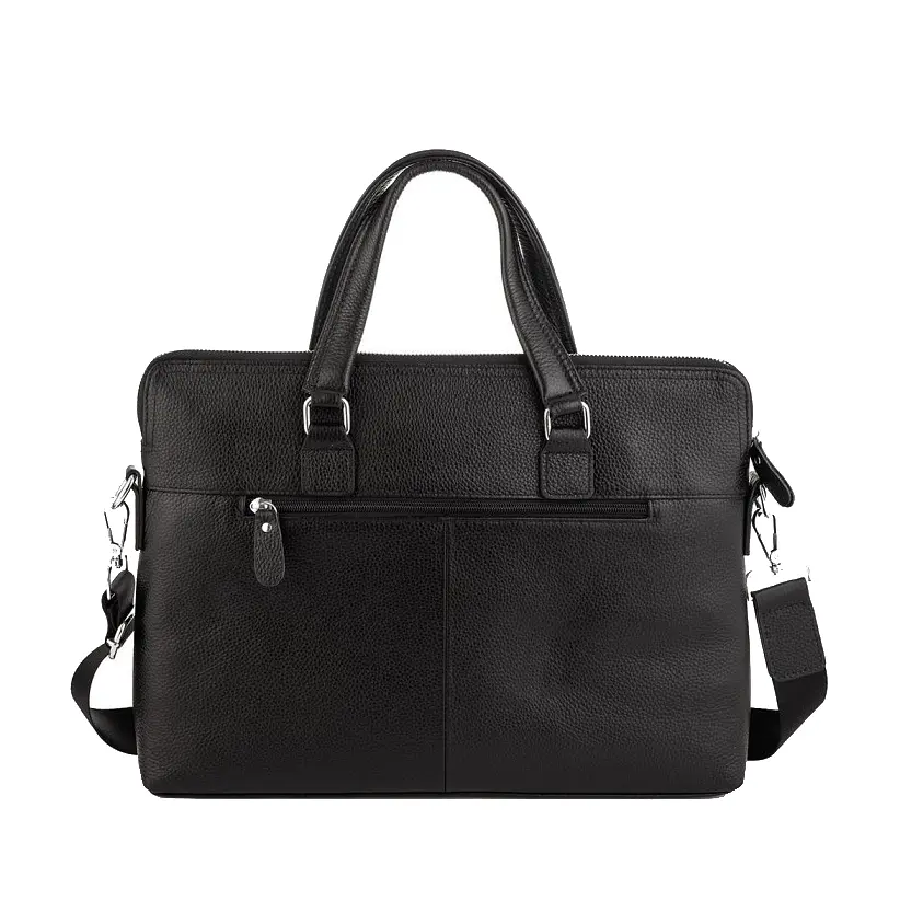 Сумка для ноутбука и документов кожаная черная Tiding Bag 9157 с 2 ручками - фото 3