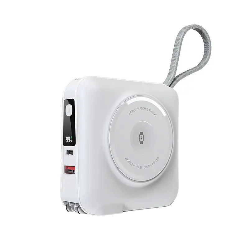 Портативний ЗП Power Bank WIWU Wi-P051 6 in 1 PD45W з БЗП+iWatch 15000 mAh White - фото 5