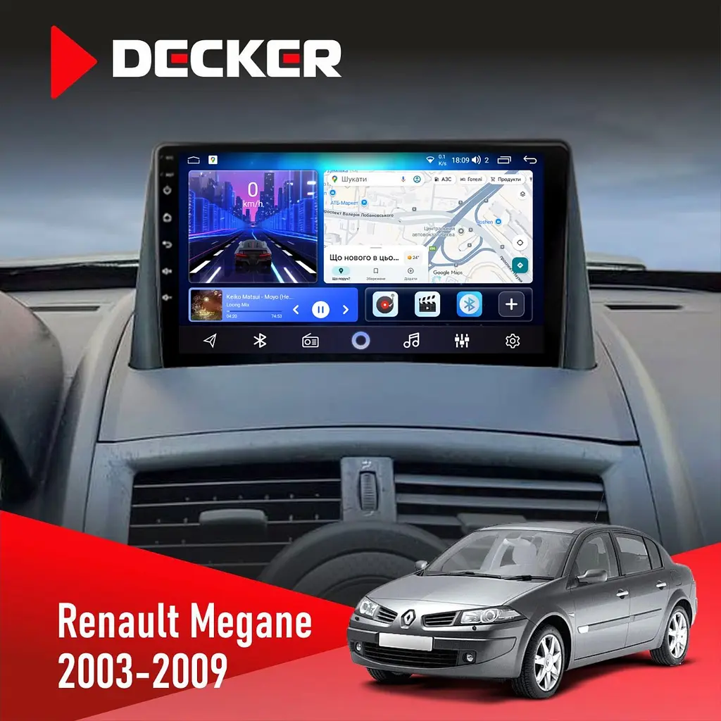 Штатна магнітола Renault Megane II 2003-2009 Decker D9-006 4x64, 4G Decker (НФ-00003789)
