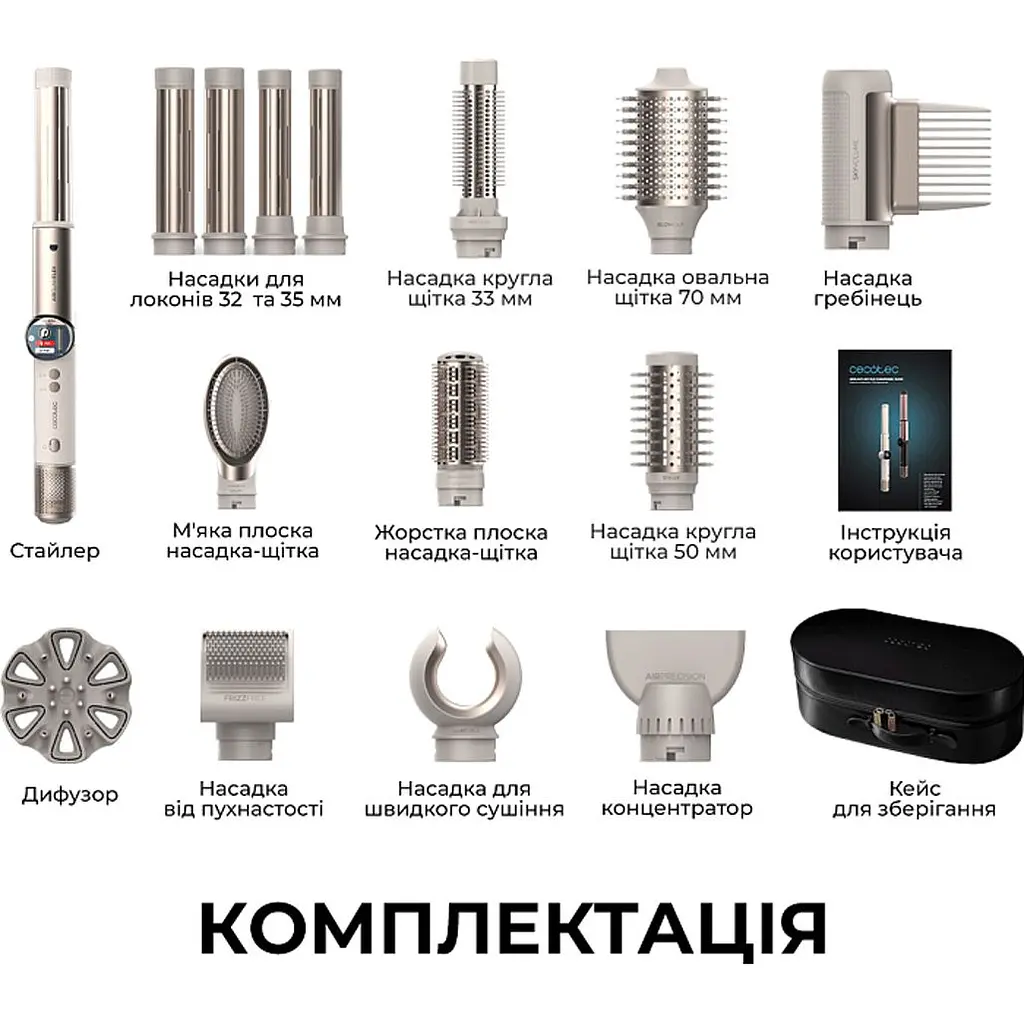Фен-стайлер Cecotec AirGlam 14in1 Flex Champagne (A01_EU01_114727) [172045] - фото 5