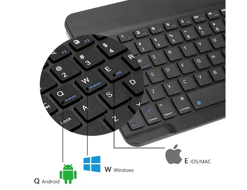 Портативна бездротова клавіатура + миша 2-в-1 Bluetooth Slim для планшетів, смартфонів, ПК, смарт-телевізорів, чорна - фото 2
