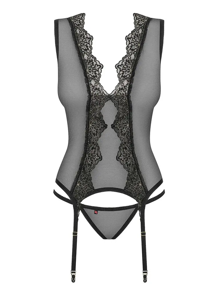 Корсет і стрінги Obsessive Meshlove L/XL чорний - фото 5