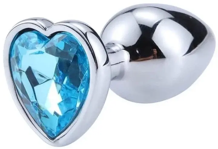 Металева анальна пробка I’MCUM Crystal Heart Розмір S з блакитним кристалом (IM-KGS005_S) - фото 1