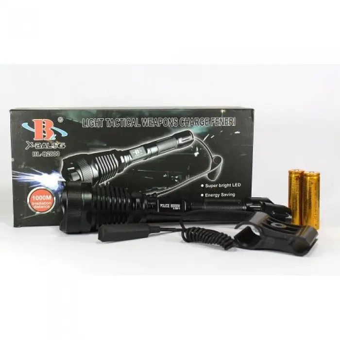 Ручной фонарь аккумуляторный Bailong металлический черный 1180 Lumen POLICE BL-Q2800 T6 150000W - фото 6