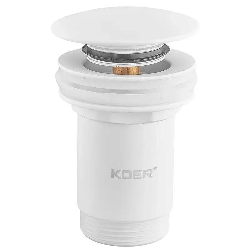 Донний клапан для раковини Koer PW-07-03 з переливом автоматичний Click-Clack 1 1/4″ Білий KR5783