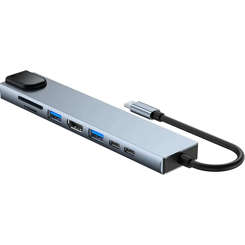 Концентратор Dynamode USB-C 8-in-1 HDMI 4K30Hz + 1xRJ45 + 1xUSB 3.0 + 1xUSB 2.0 + 1xUSB-C PD (BYL-2017L) - фото 2