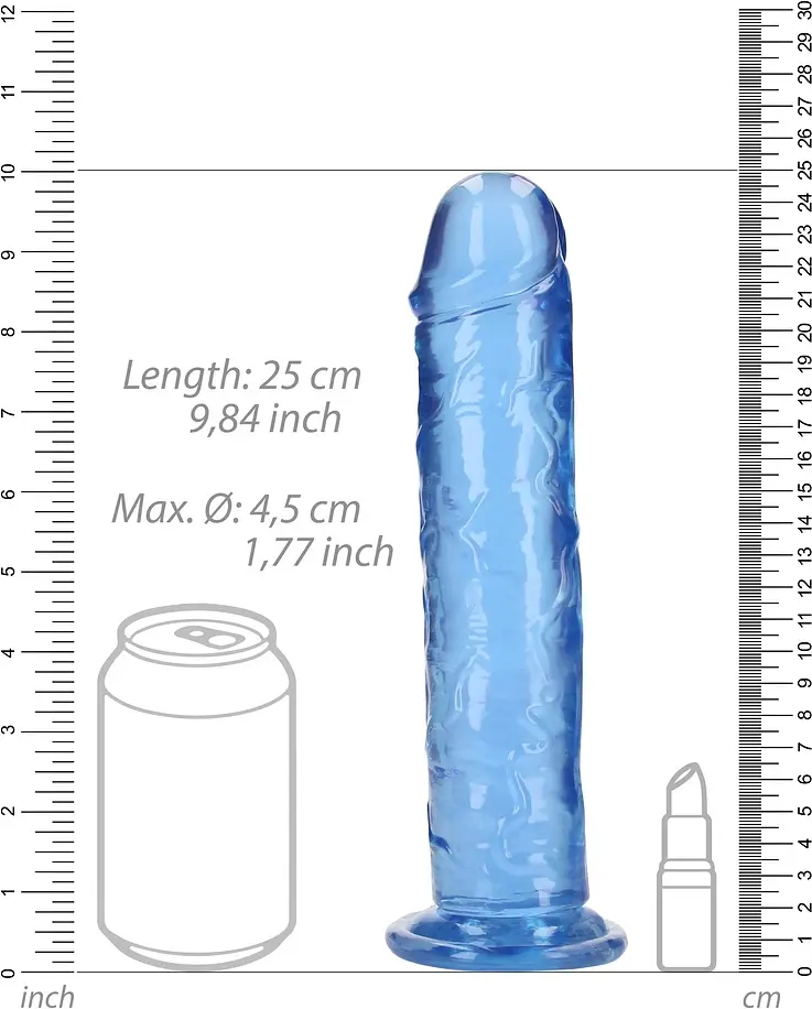 Фалоімітатор RealRock Crystal Clear 9'' 25 см (блакитний) - фото 11