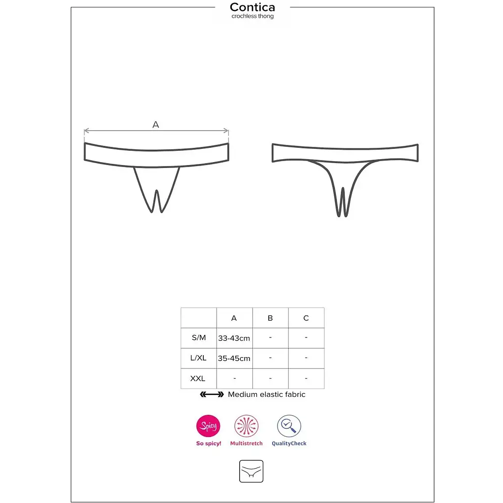 Мереживні танга з доступом Obsessive Contica crothchles Thong S/M, чорні - фото 7