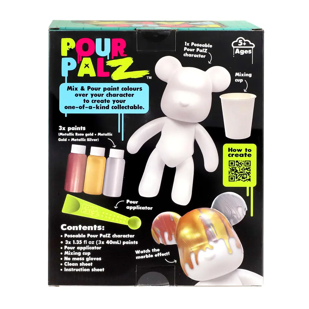 Pour Palz Набір для творчості Флюїд Арт - Ведмедик "Магія металіку" S3 Metallic ToyMonster Art.GS-G25021 - фото 8