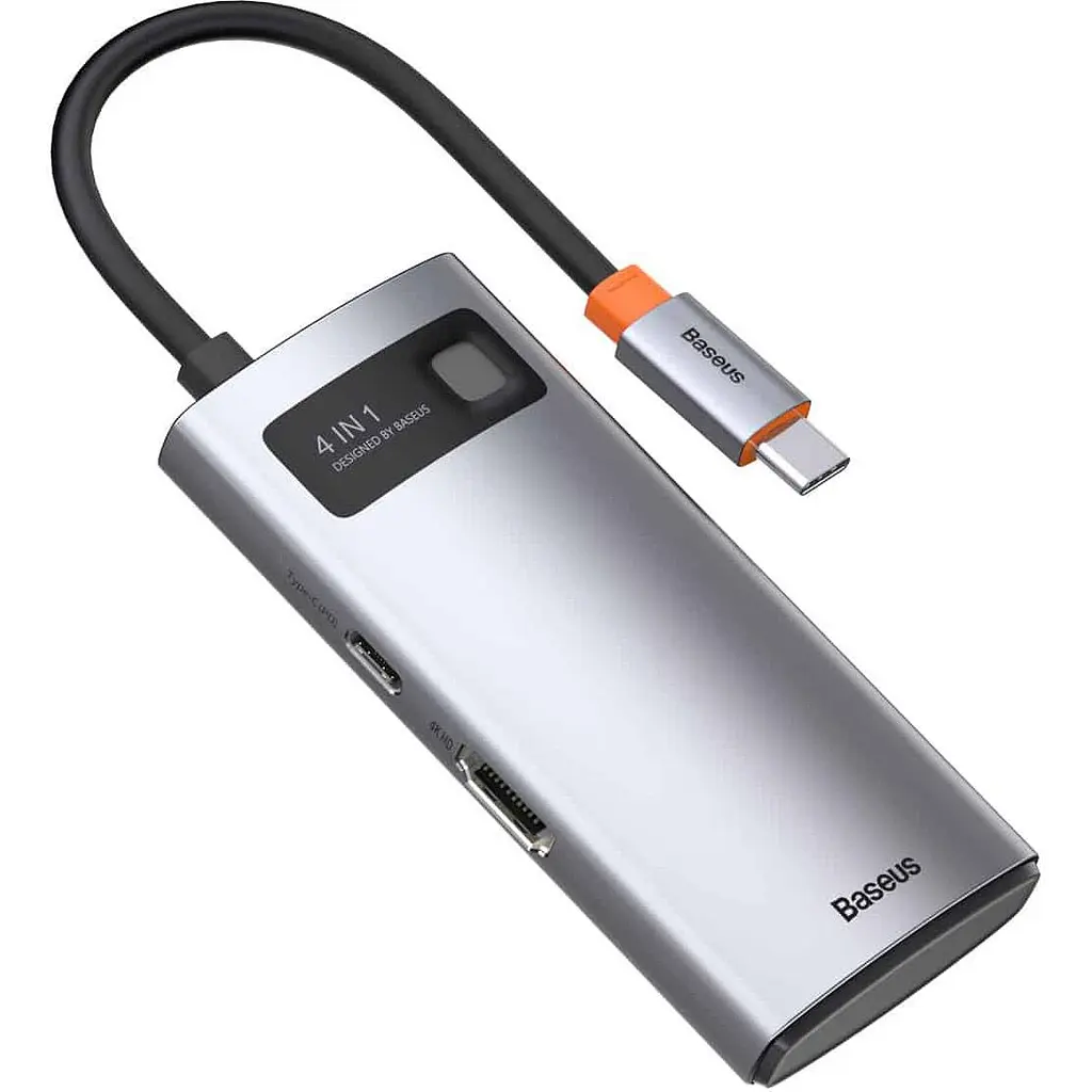 USB-хаб Baseus Metal Gleam Series 4-in-1 Multifunctional Type-C Hub Docking Station Gray (CAHUB-CY0G) [75254] - фото 3