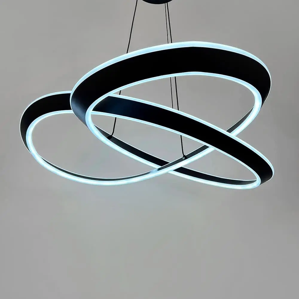 Подвесная кольцевая люстра в черном переплетенном корпусе 63х20 см | Line F | Ст. MJ319-600 BK - фото 6