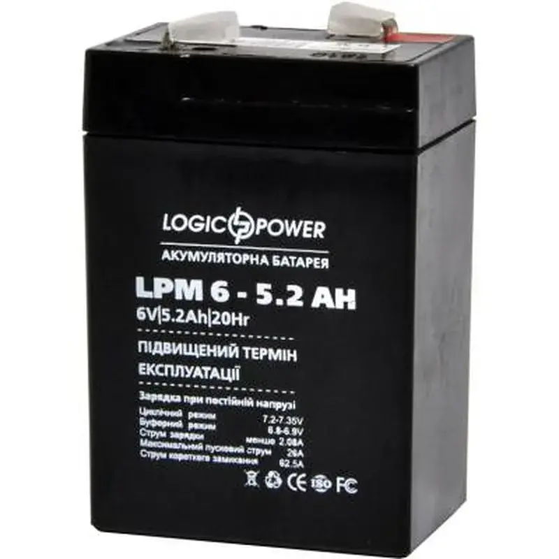 Батарея до ДБЖ LogicPower LPM 6В 5.2 Ач (4158) - фото 3