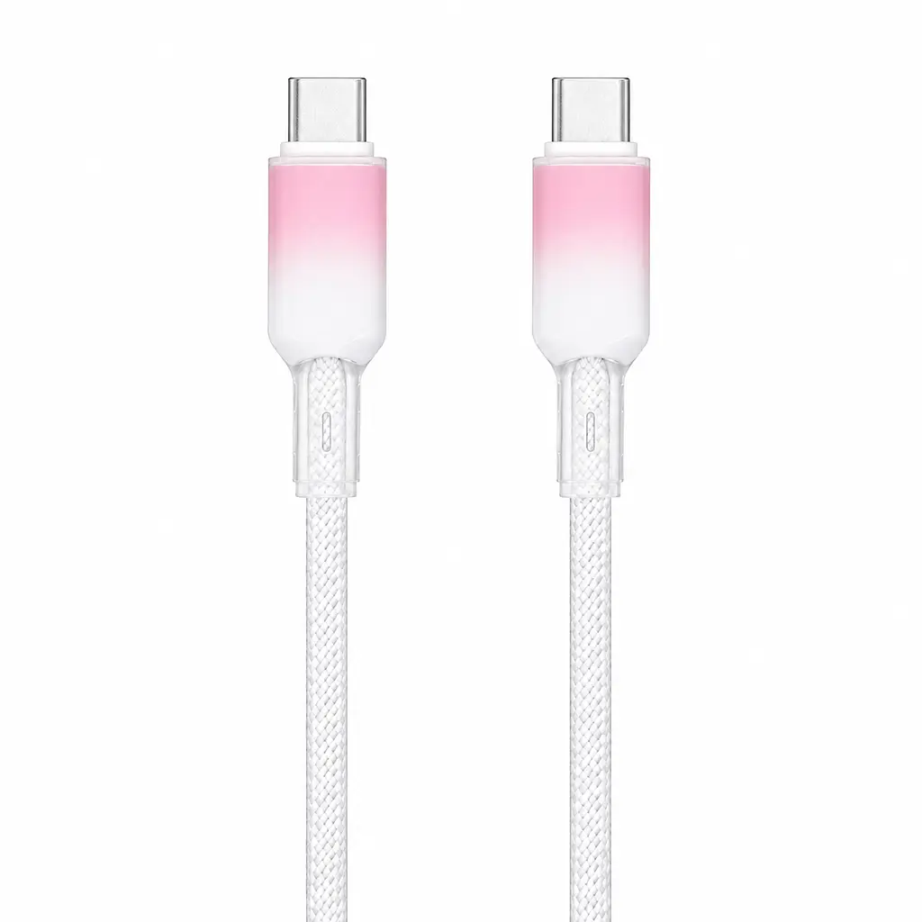 Кабель XON SmartCable Type-C - Type-C PD 65W 1м MaxCharge (SC802C6W1W 4831) Рожевий/Білий - фото 2