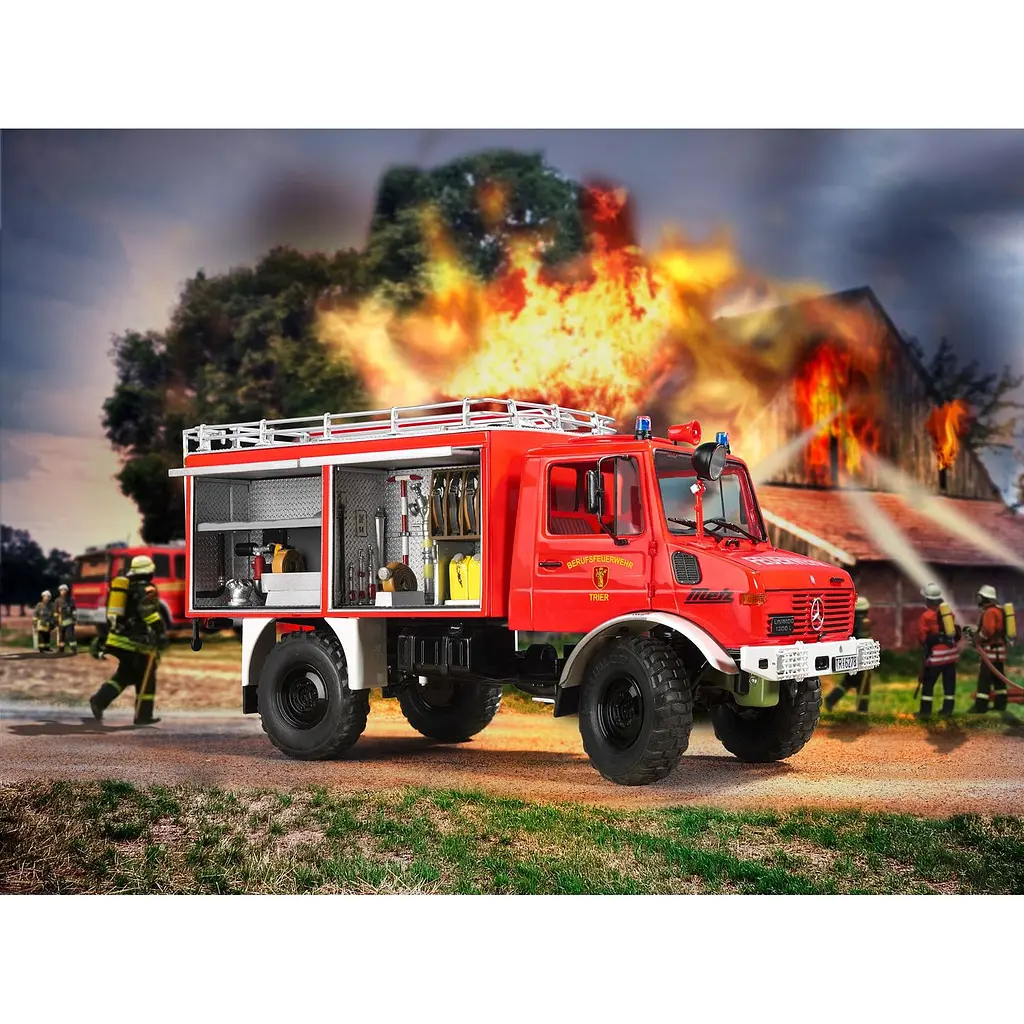Збірна модель Revell  Пожежна машина Mercedes-Benz Unimog U1300L TLF 8/18 рівень 5, масштаб 1:24, 210 деталей (RVL-07512) - фото 11