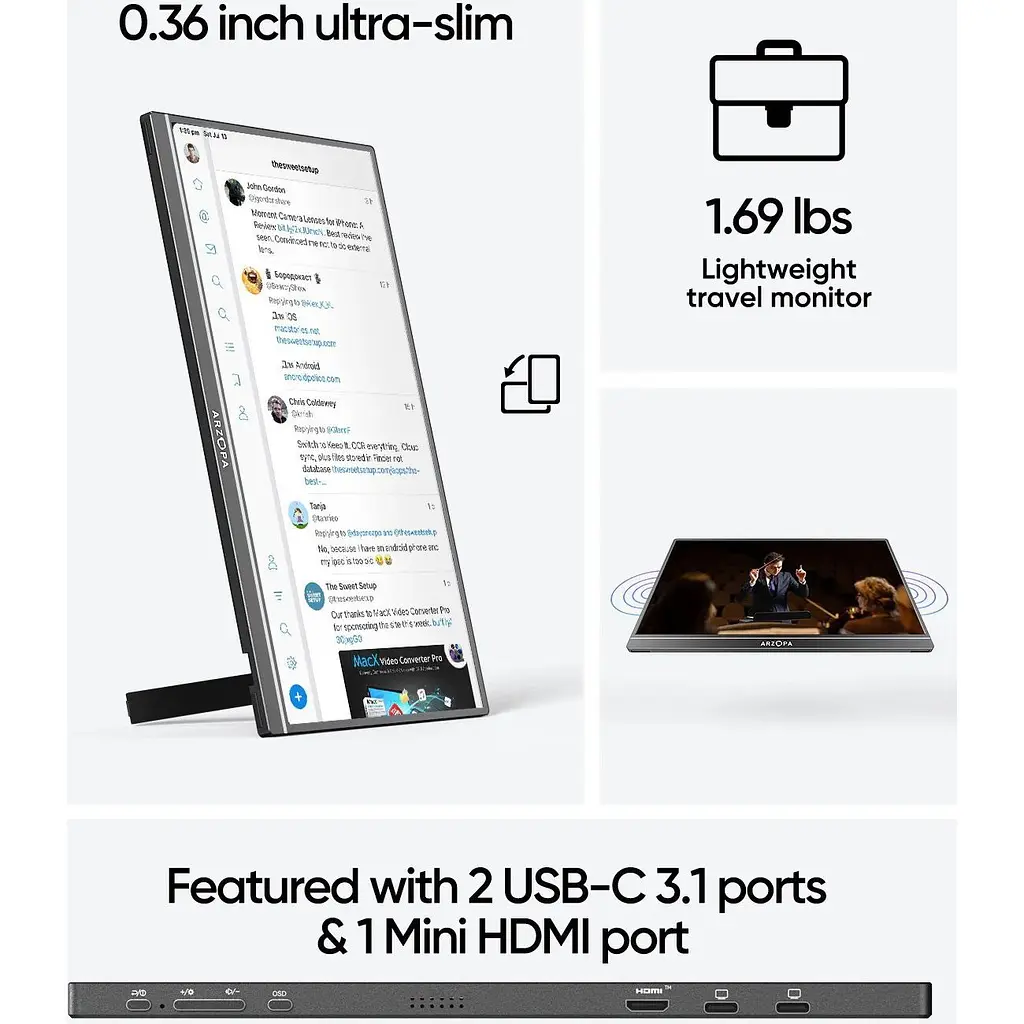 Портативний монітор Arzopa 16,1` Z1C IPS Full HD Black [139541] - фото 3