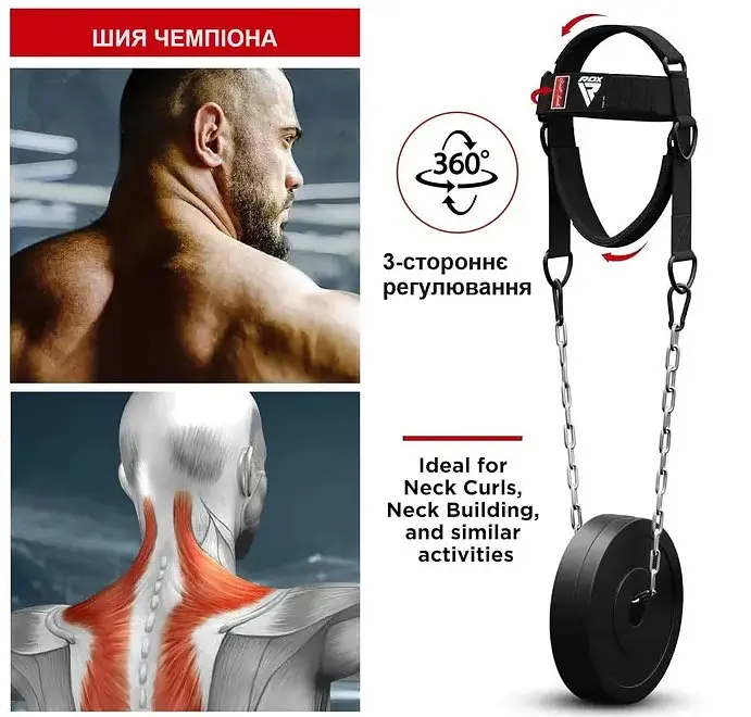 Тяга для шиї RDX H2 Neck Harness Black Plus (WAN-H2B+) - фото 5