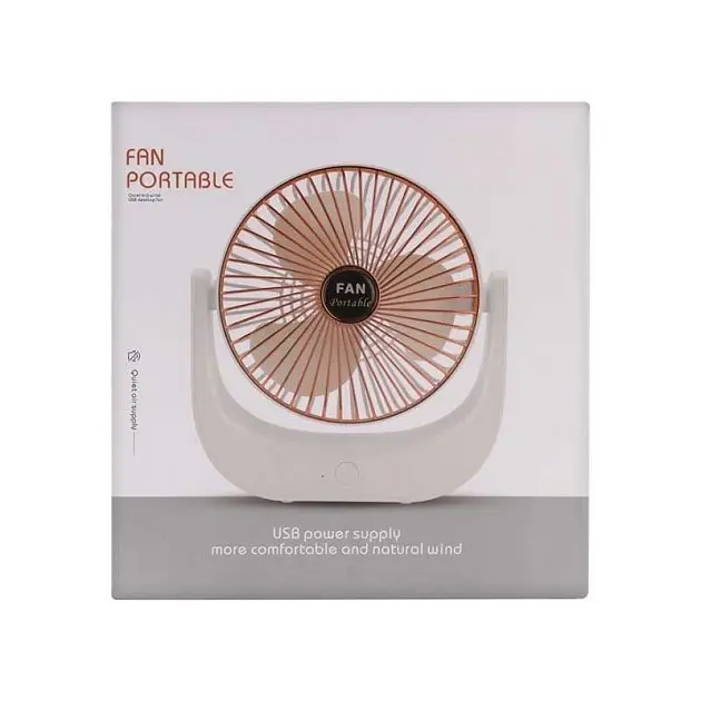 Настільний вентилятор безшумний акумуляторний Portable Fan F138 Біло-мідний - фото 2