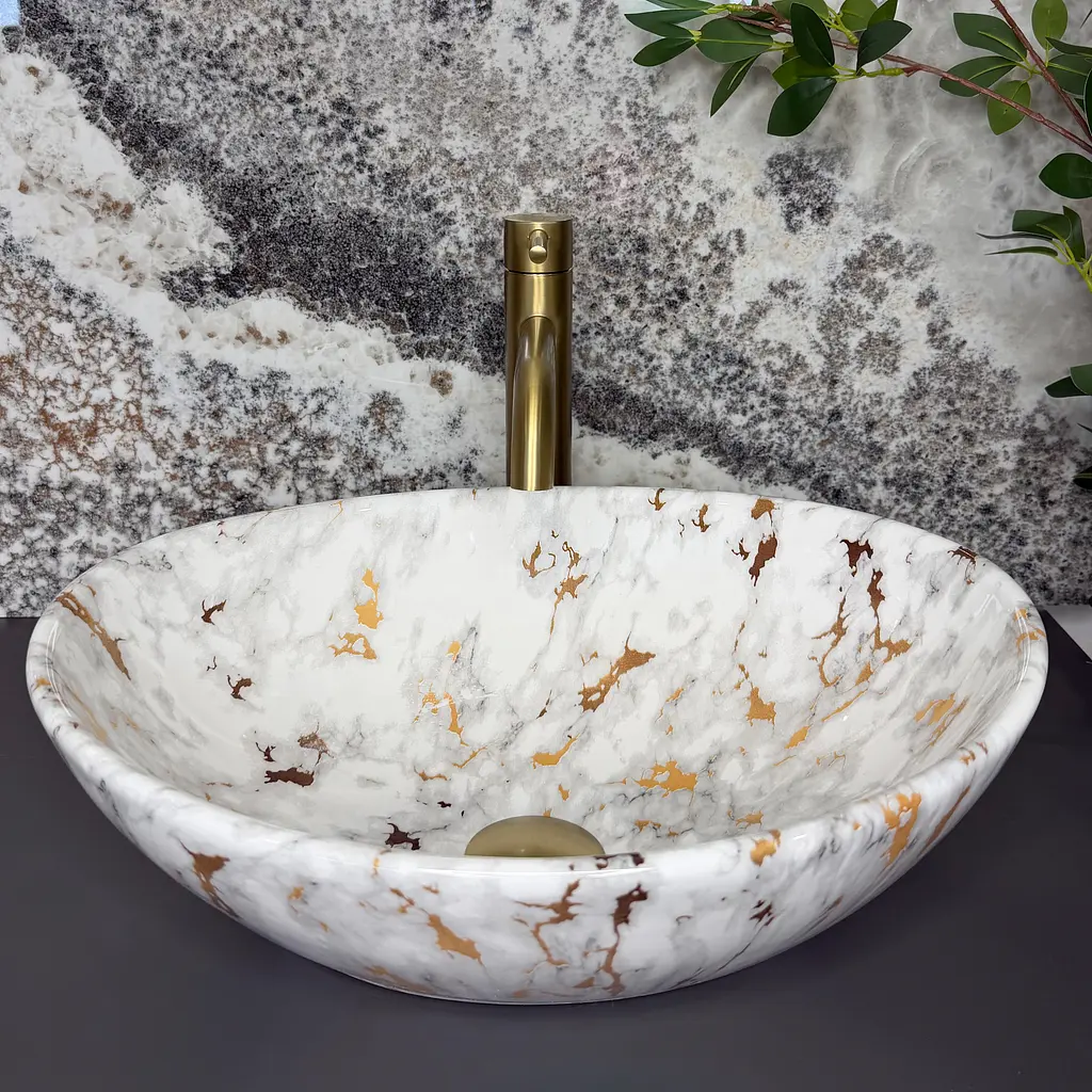 Умивальник VBI Parma S накладний 36x27 см marble white glossy VBI-011031 - фото 6
