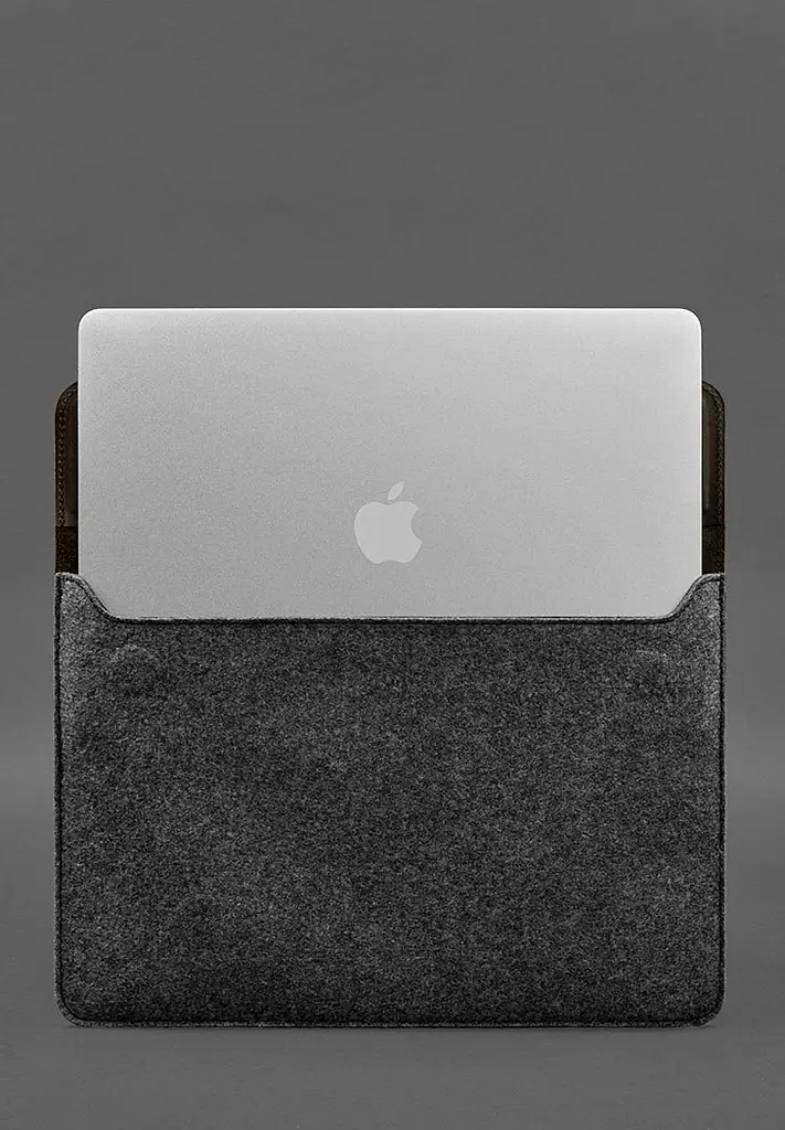 Чохол-конверт BlankNote із клапаном шкіра+фетр для MacBook 14" Темно-коричневий Crazy Horse - фото 4