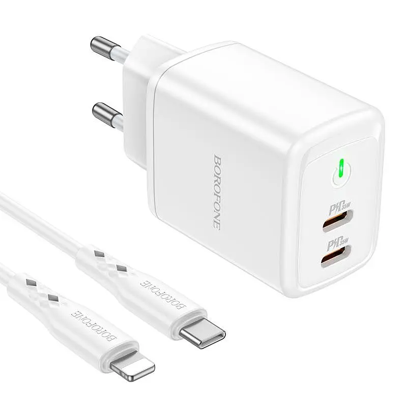 Зарядное устройство для Borofone Type-C to Lightning Reacher BN9 2Type-C 35W белое - фото 5