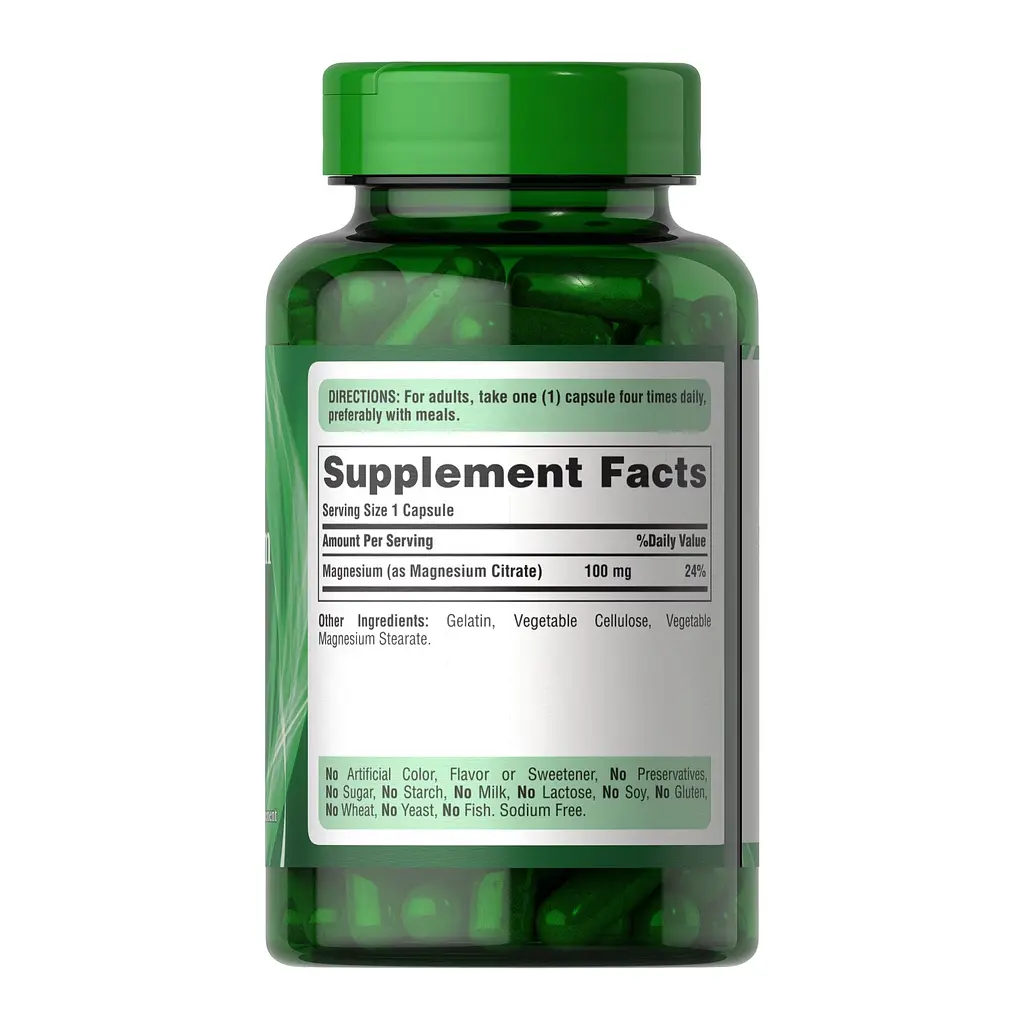 Магній Цитрат Puritans Pride Magnesium Citrate 100 mg 100 капсул - фото 2