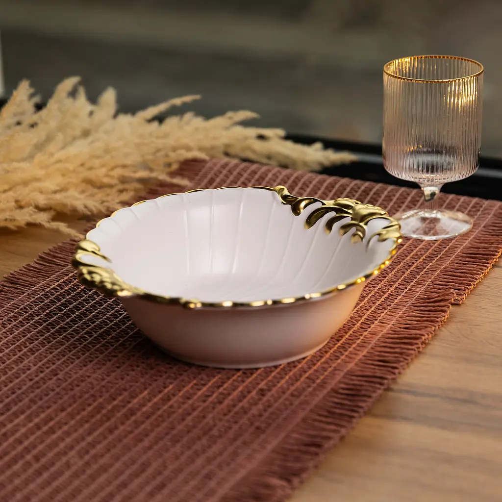Салатниця порцелянова Yiwu Aurelia 1.1 л кругла із золотим декором (YYSH1234) Yiwu YYSH1234 - фото 2