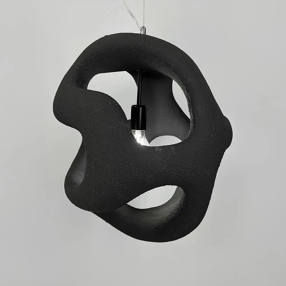 Гіпсовий світильник у чорному кольрі Ø 50 см | Арт. MJ34-450*500 BK | Line F - фото 6