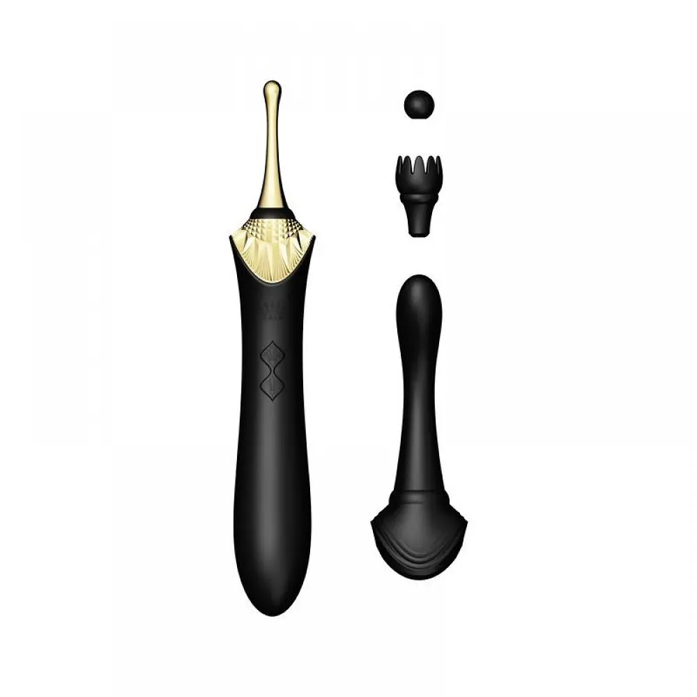 Вібратор Zalo Bess Pin Point Vibrator Вишуканий для клітора з насадками, 22х3.3 см чорний - фото 2
