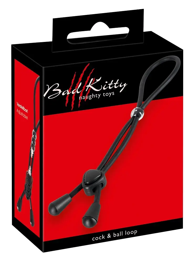 Ерекційне кільце Bad Kitty BK cock ball loop, 38 см (чорний) - фото 2