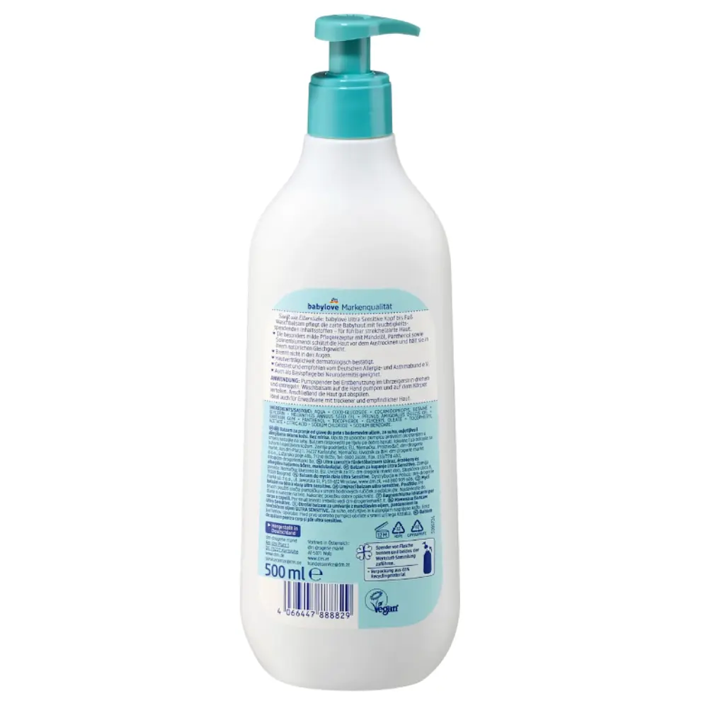 Дитячий гель для миття від голови до ніг Babylove Ultra Sensitive для чутливої шкіри, 500 мл - фото 3