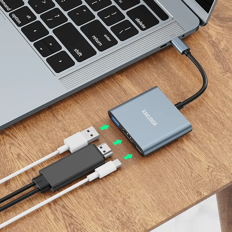 Конвертор USB Hub Kakusiga KSC-750 Type-C на USB 3.0 HDMI Type-C PD - фото 8