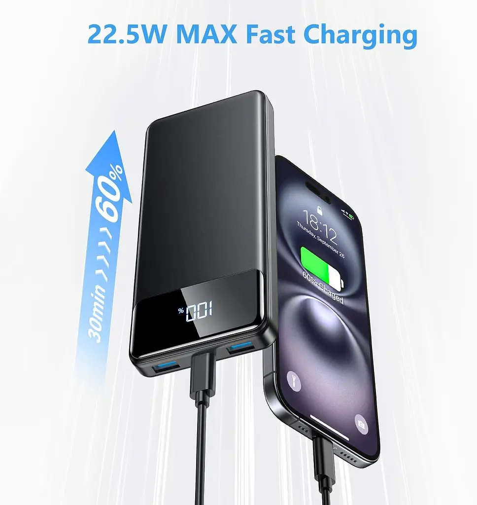 Портативний зарядний пристрій PD22 OHOVIV Power Bank 12000 мАг 5 Вт, швидке заряджання з USB C/A виходом - фото 3
