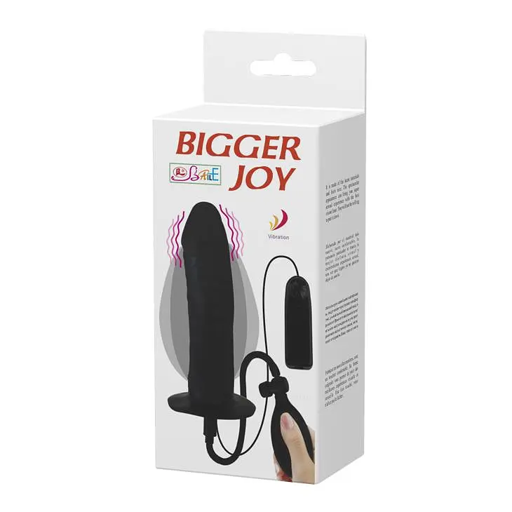 Анальний вібратор Baile Bigger Joy Inflatable Penis 16 см (чорний) - фото 7