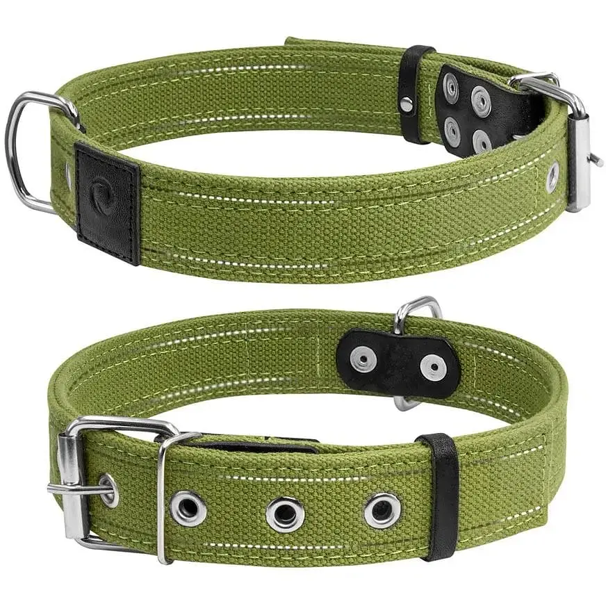 Нашийник для собак Collar, бавовняний, подвійний, 51-63x3,5 см, зелений - фото 3
