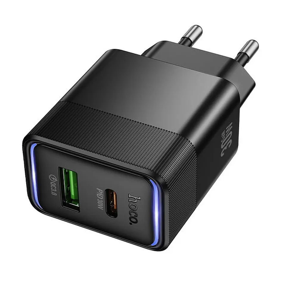 МЗП Hoco CS112A Lounge PD30W+QC3.0 charger(EU) Black