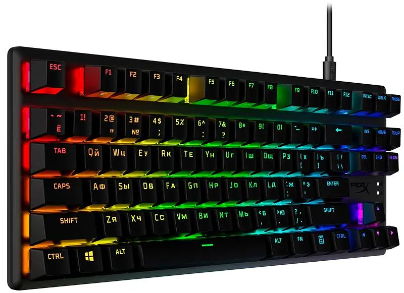 Клавіатура HyperX Alloy Origins Core PBT Aqua RGB Black (639N9AA) - фото 3