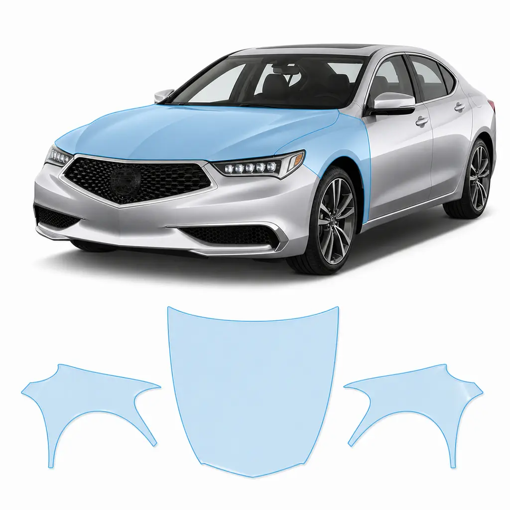 Антигравійна захисна бронеплівка за лекалами для Acura TLX I facelift 2018-2020 - капот і передні крила