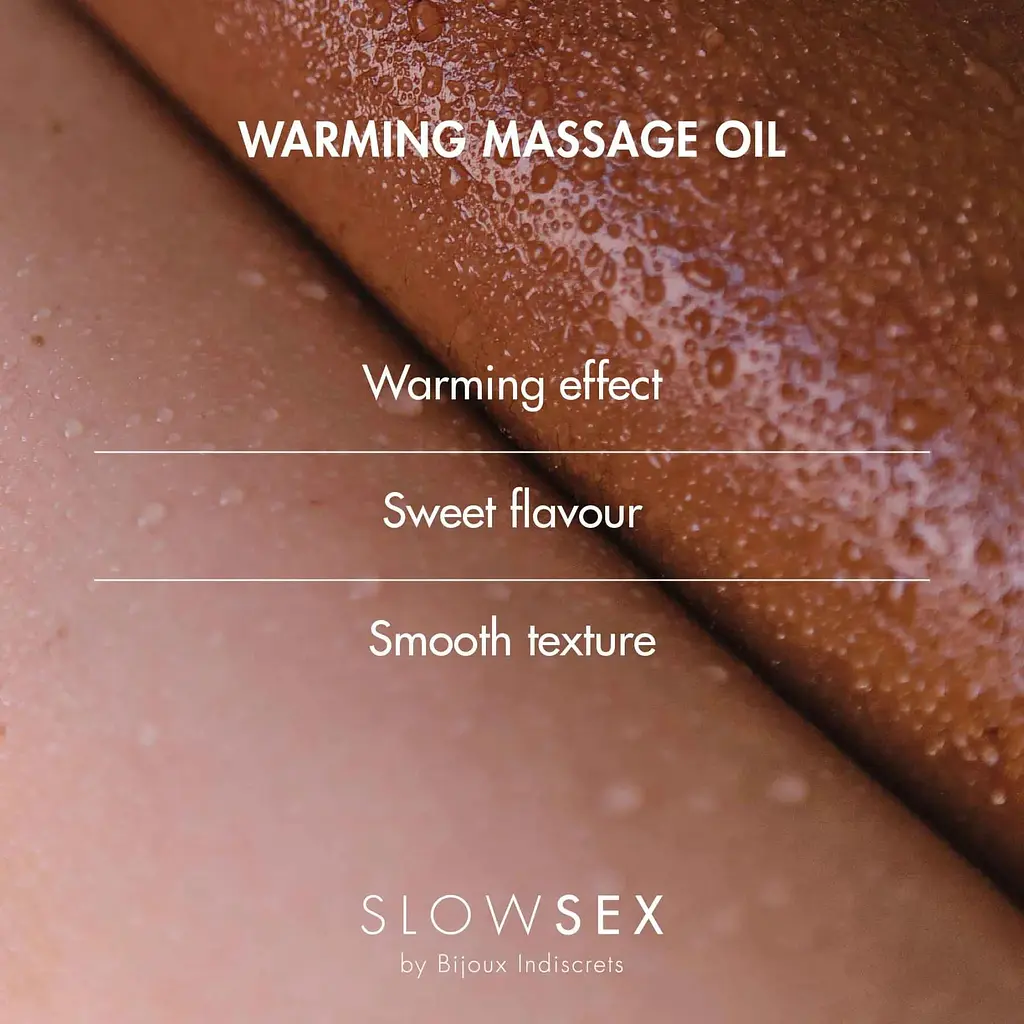 Розігрівальна їстівна масажна олія Bijoux Indiscrets Slow Sex Warming massage oil - фото 4