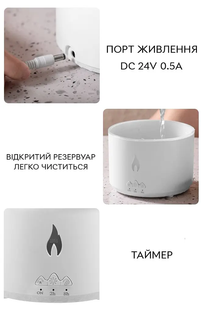 Портативний зволожувач повітря та аромадифузор Kinscoter Volcano Jellyfish Aroma Diffuser V19 360 мл, білий - фото 9