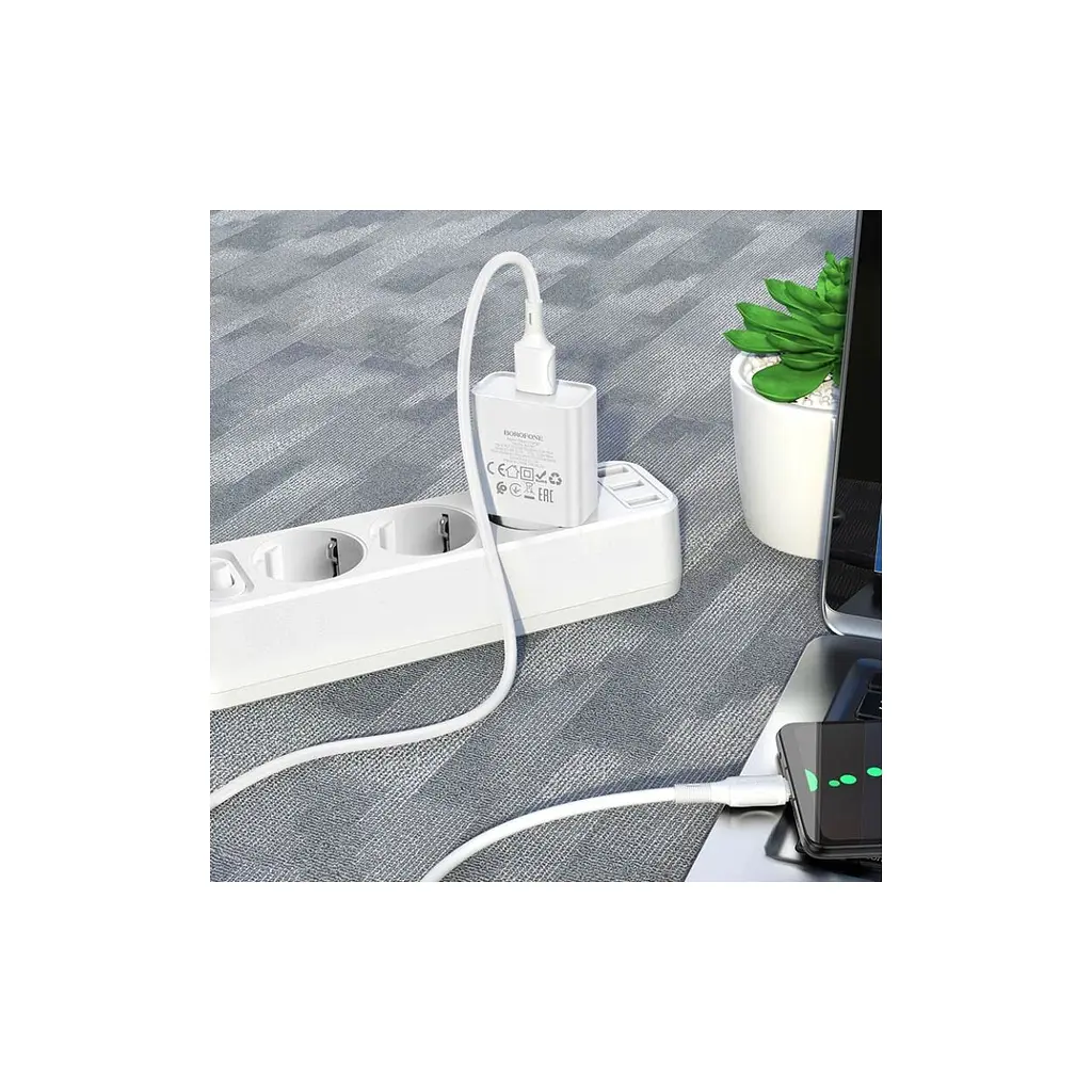 Зарядний пристрій BOROFONE BA74A Aspirer USB + кабель USB-A — Micro-USB 5P білий (6974443388664) - фото 8