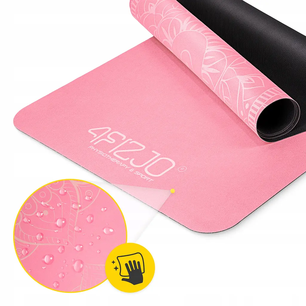 Килимок (мат) спортивний 4FIZJO замша 183 x 61 x 0.15 см для йоги та фітнесу Pink (P-5905973404419) - фото 10