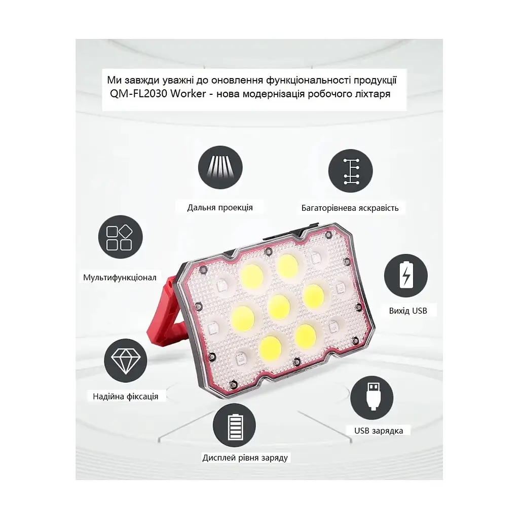 Ліхтар Quantum worklight Worker 15W COB+LED з функ Power Bank (QM-FL2030) - фото 4