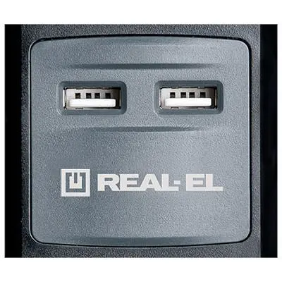 Мережевий подовжувач REAL-EL RS-3 USB CHARGE 1.8m, black (EL122500001) - фото 2