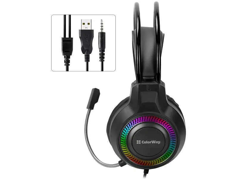 Навушники з мікрофоном ColorWay GlowCore RGB Black (CW-HPG02BK) - фото 2