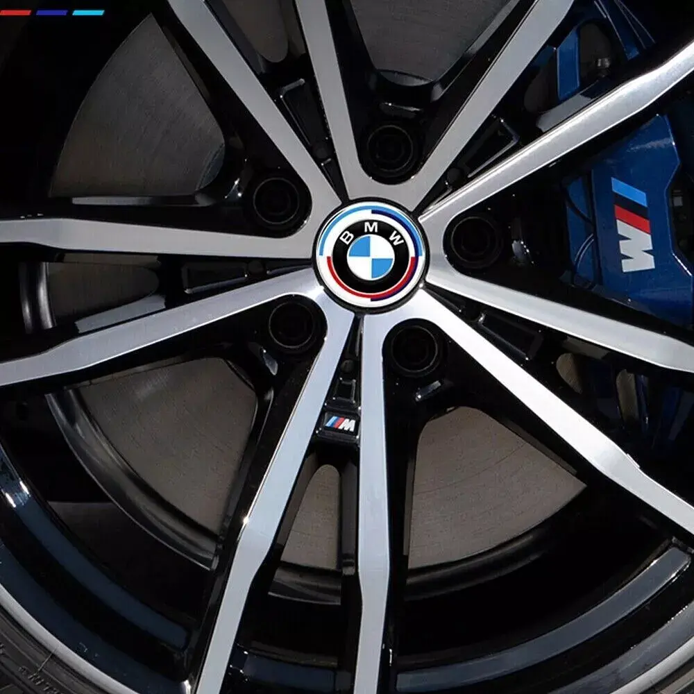 Ковпачки на титани BMW 56 / 53 мм Ювілейні 50 років Бело Сині 1 шт (6861092) - фото 3