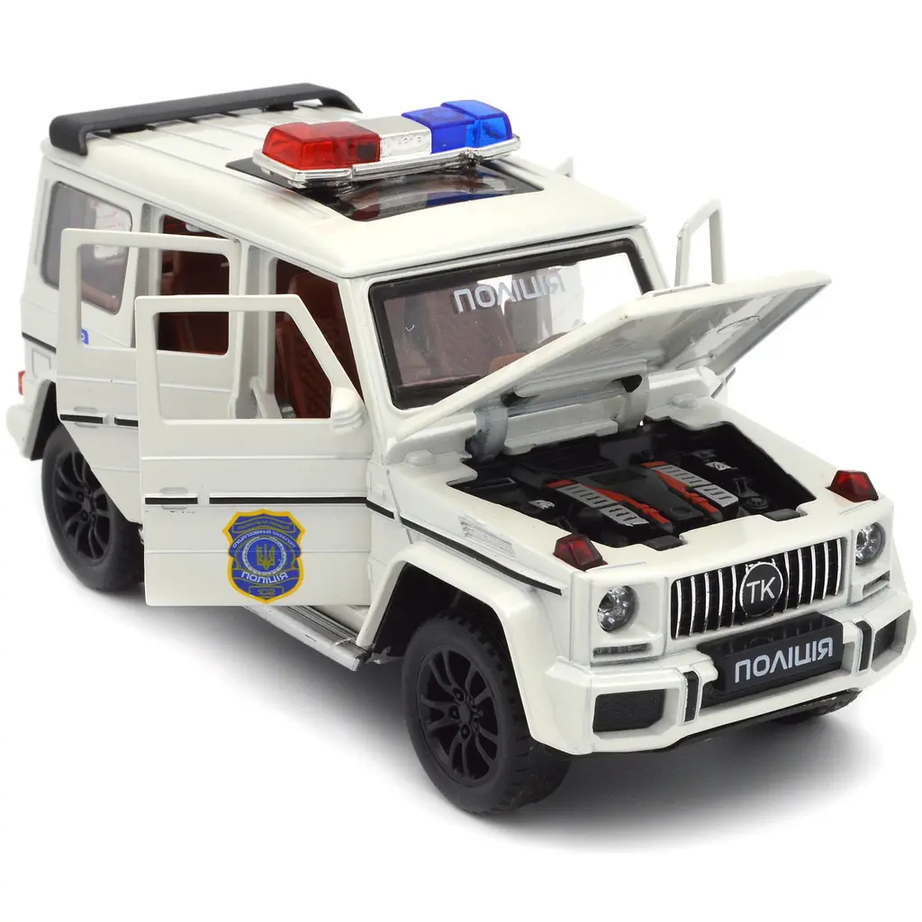 Колекційна металева модель автомобіля АвтоЕксперт Mercedes-Benz G-Class Поліція з інерцією, світлом та звуком 1:24 - фото 2