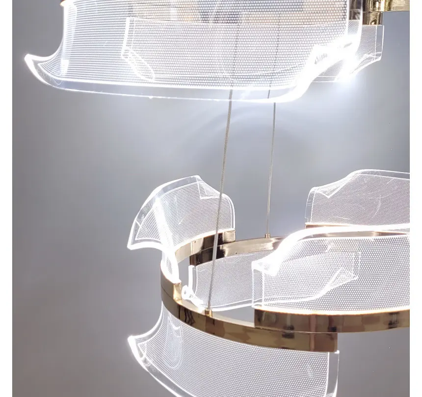 Двоярусна підвісна LED-люстра Artlight 512162/60+40GD золота з двома кільцями та прозорими акриловими розсіювачами - фото 7