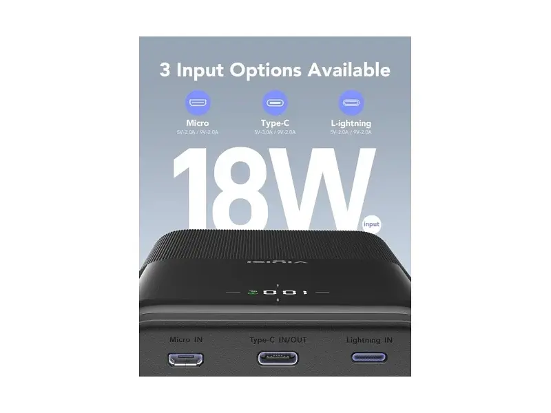Зовнішній акумулятор (Power Bank) VIYISI G3015 30000mAh 22,5W (X001XFVS1J) чорний - фото 5