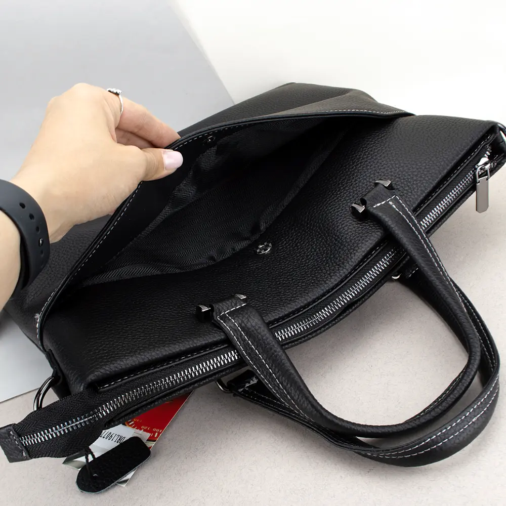 Сумка кожаная для ноутбука 13" и документов А4 DRL19077 черный - фото 4