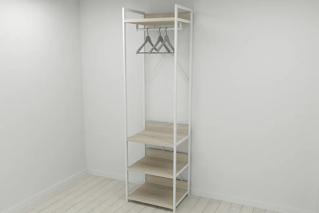 Шафа Гардероб Уні секція 3 серії Конект Ferrum-decor 220x60x50см Білий метал ДСП Дуб Сонома 32 мм (FRD-104533) - фото 7